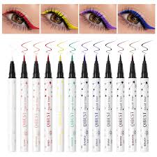 QIBEST 12 Colors Liquid Eyeliner Waterproof Eyeliner Pencil Long-Lasting Liquid Eye Liner Pen Quick-Dry No Blooming Cosmetics