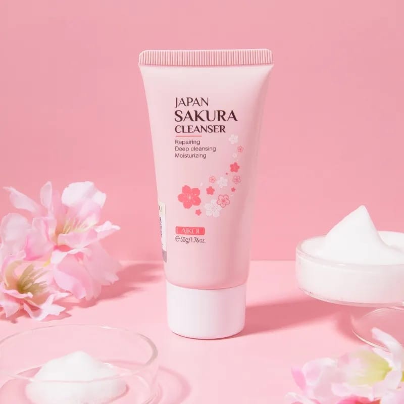 Japan Sakura Facial Cleanser Cleansing Face Wash Cream Pore Clean