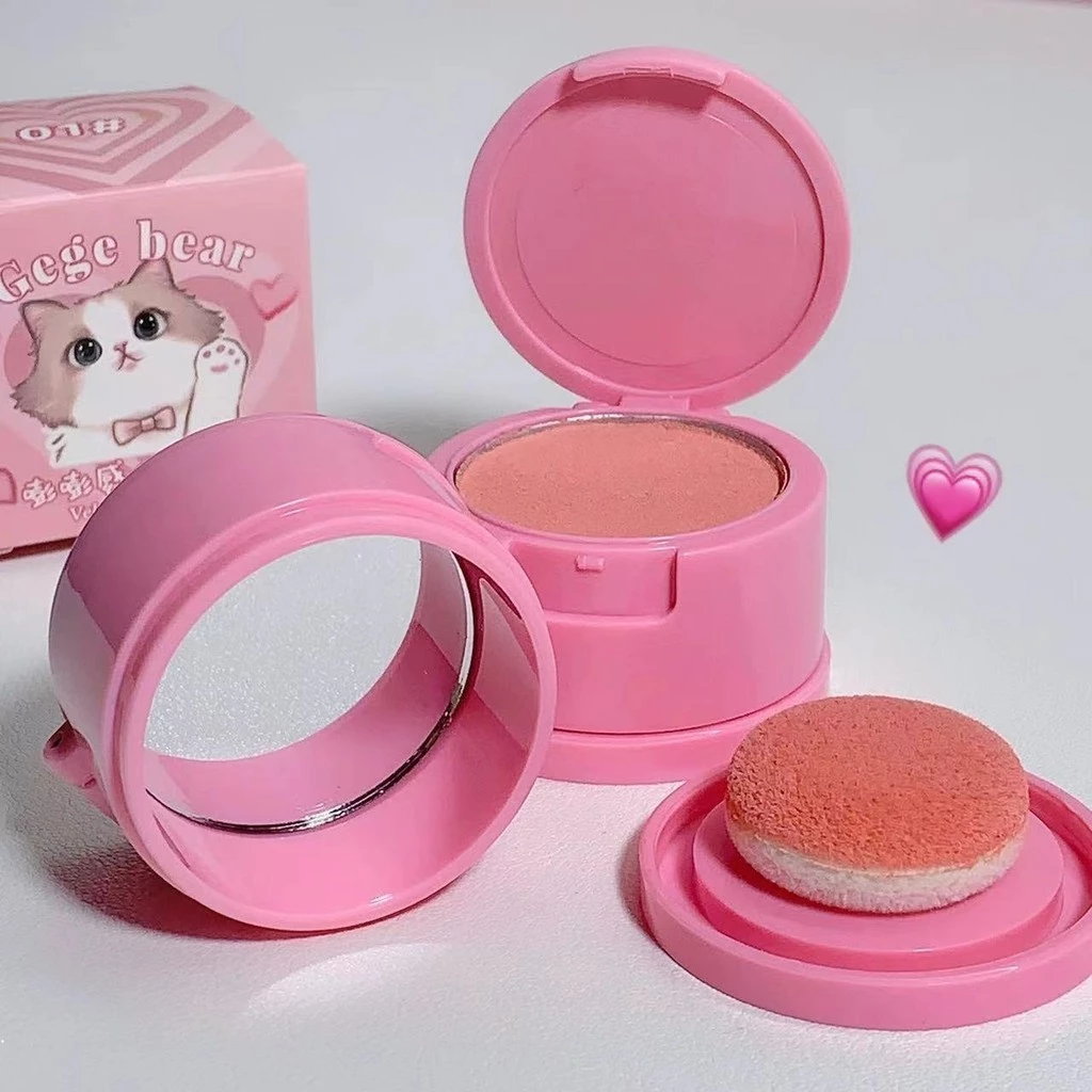 Gege bear Blush Kitten Pink Matte Nature Long Lasting Water Proof Contain Mirror