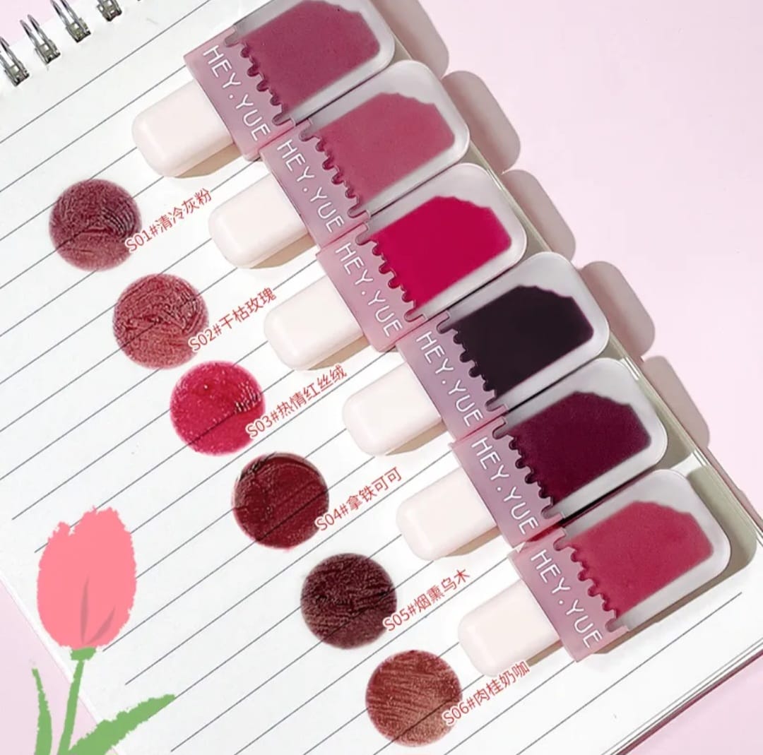 1pcs Hey Yue Velvet Matte Ice Cream Lip Glaze